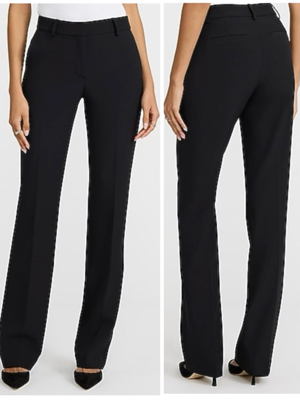 Express Black Editor Mid Rise Relaxed Trouser Tailored Straight-Leg Pants Size 8